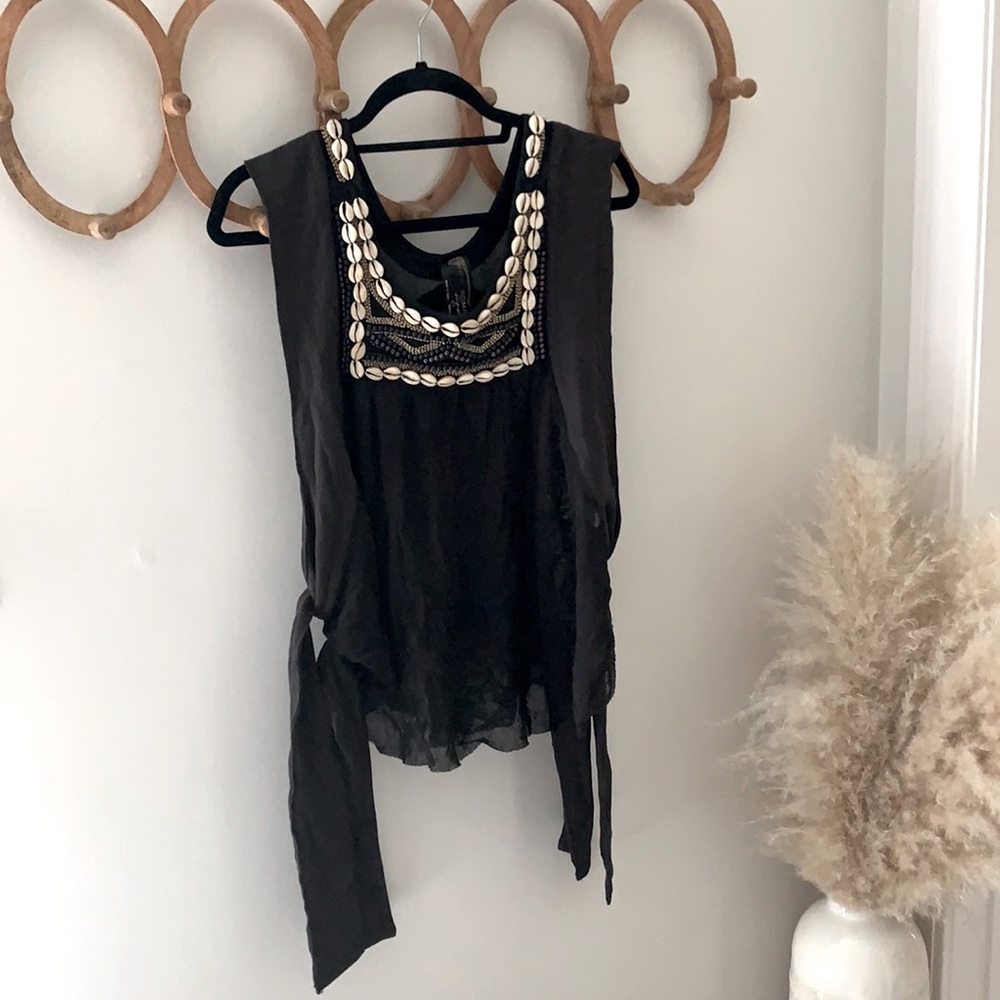 Mesh Free People top with shell detail